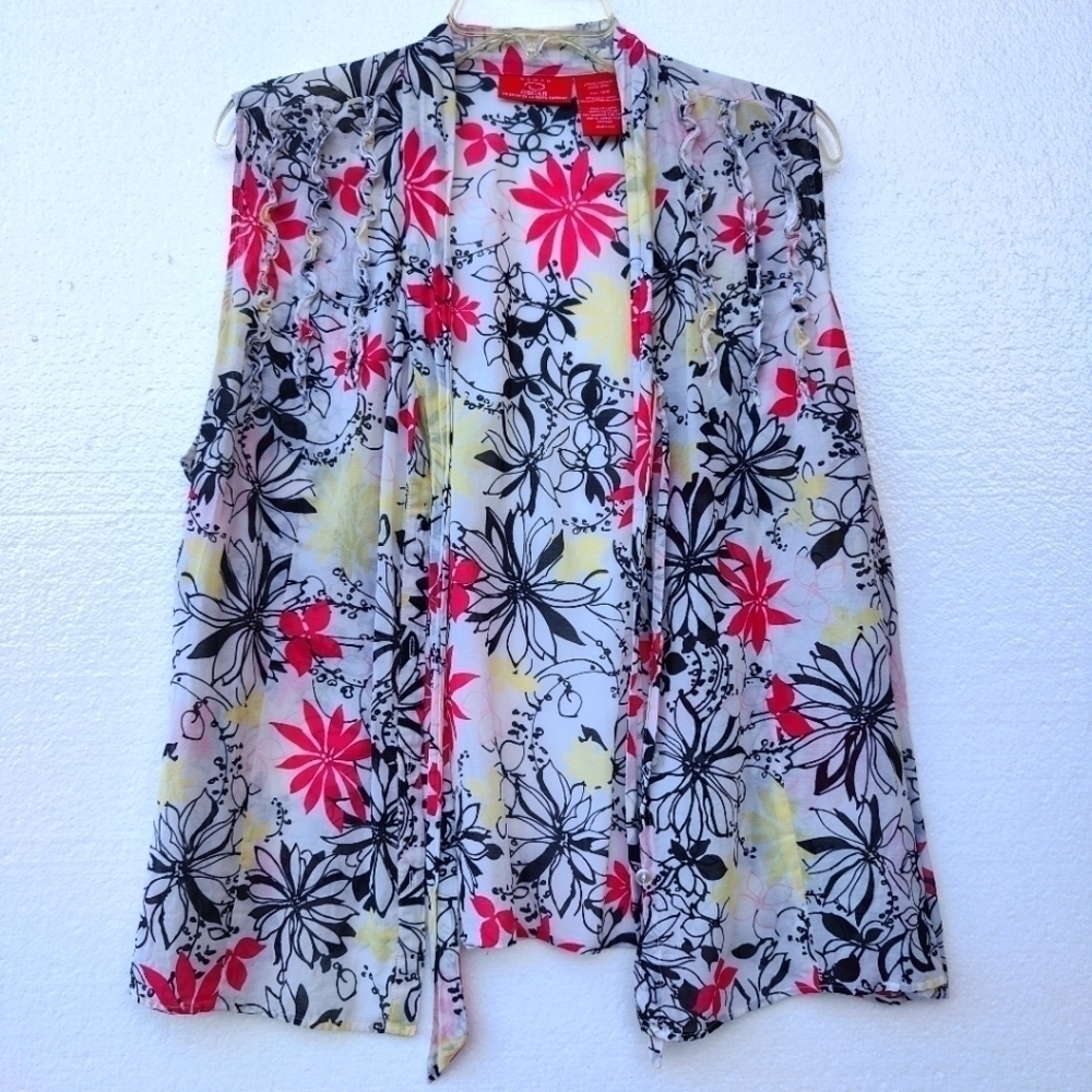 Oscar De La Ranta Silk Blend Chiffon Floral Top. Size 18 W